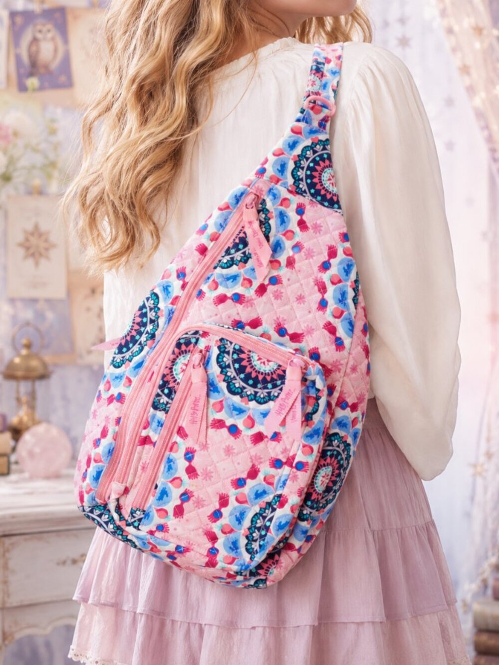 ❤️ vera bradley Harry Potter Luna's Medallion Lovegood Pink Sling Backpack